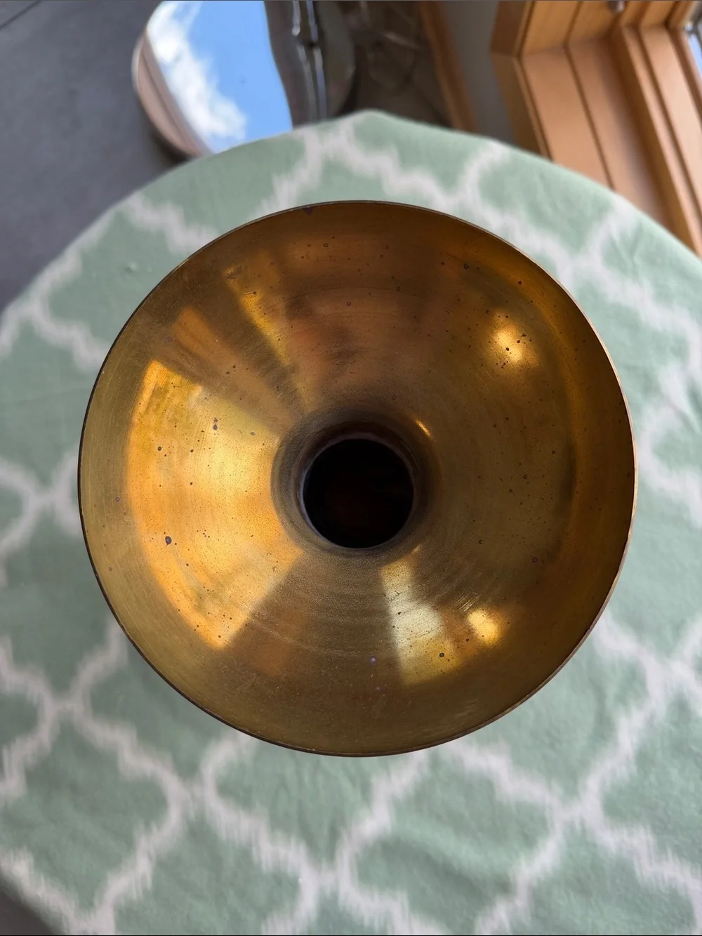Vintage made in Spain Brass Candlestick Holder with Copper Accent